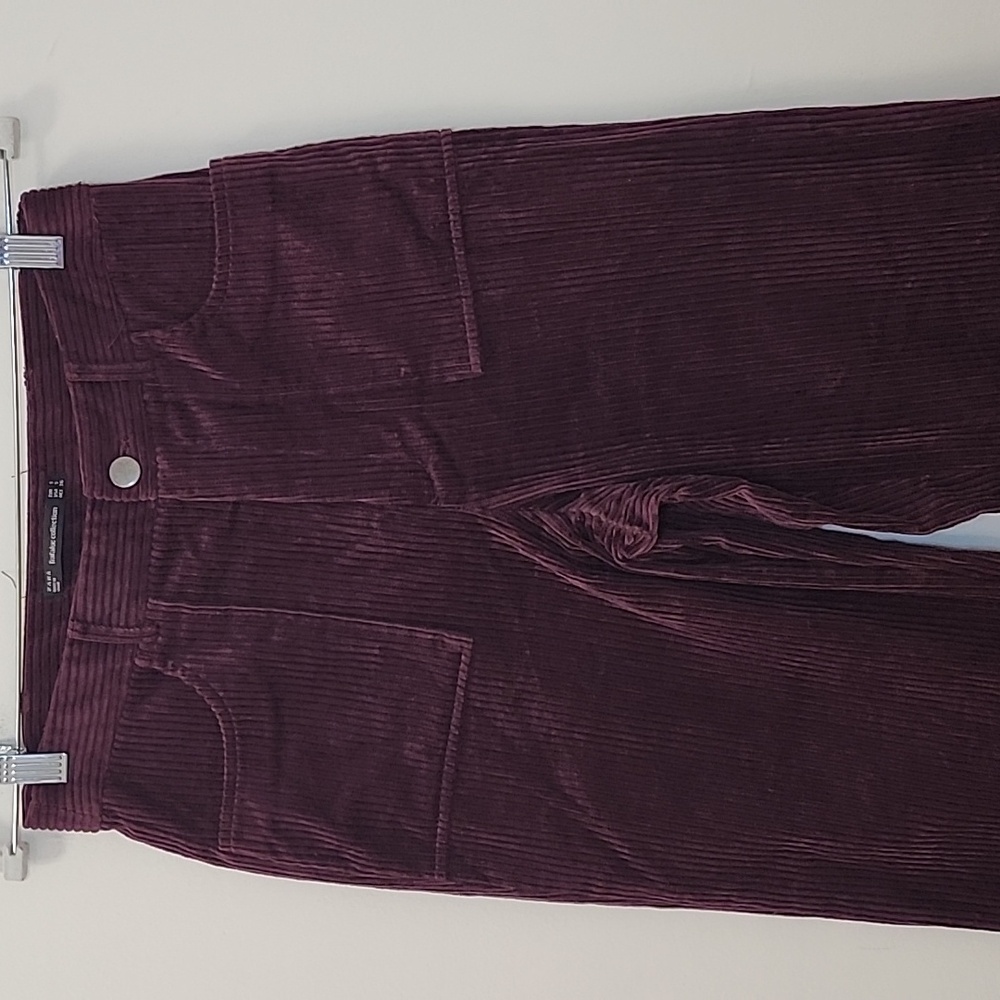 Zara Deep Purple Corduroy Straight Leg Pants Size Small - Picture 5 of 16